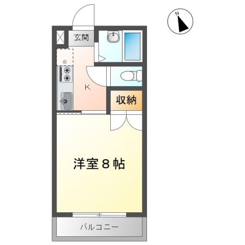 プレアール岡山医大東(1K/4階)の間取り写真