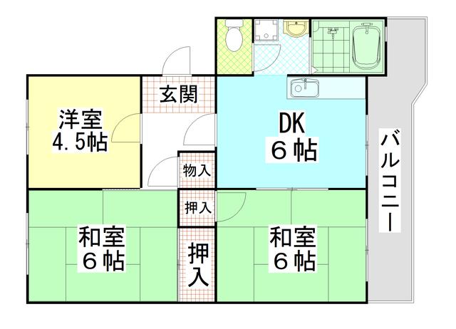 江尻マンション(3DK/4階)の間取り写真