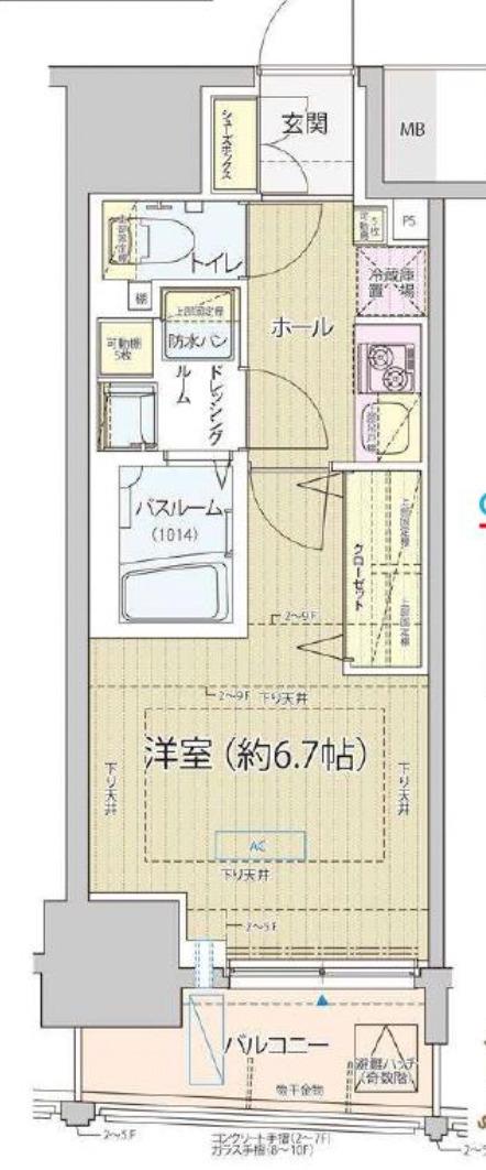 レビスタ白金高輪(1K/10階)の間取り写真