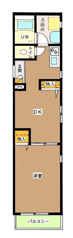 ハーベスト旗の台(1DK/2階)の間取り写真