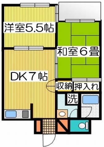 ガーデン欣志ビル(2DK/5階)の間取り写真