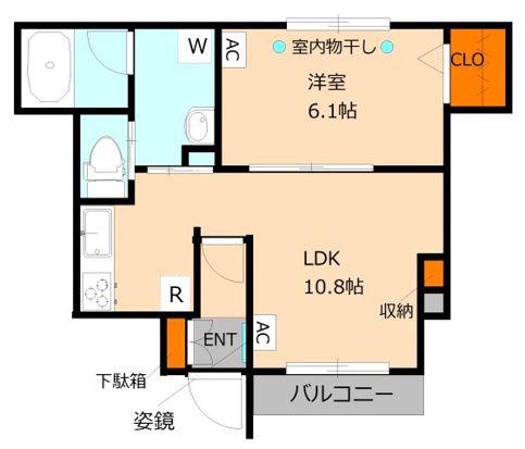 コーポ田園(1LDK/1階)の間取り写真