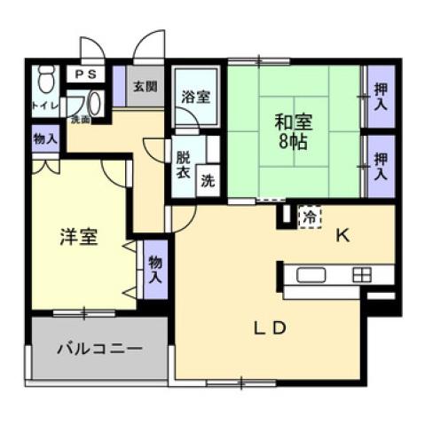 サンハイツ宇多津(2LDK/12階)の間取り写真