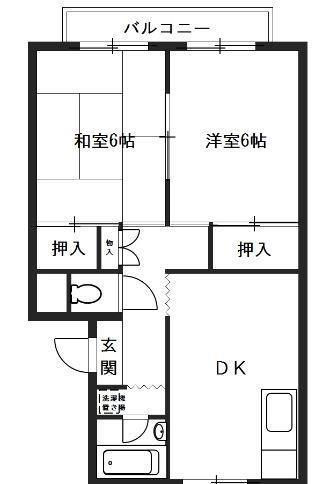 パルゾーン(2DK/1階)の間取り写真