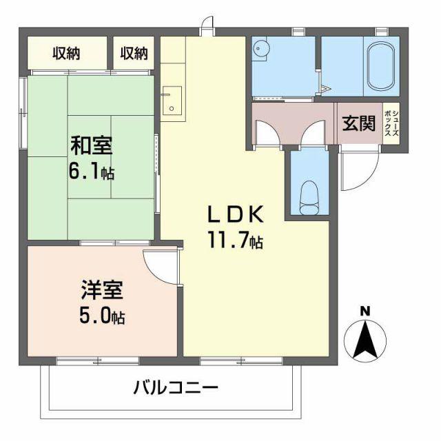 ポンテピエールII(2LDK/2階)の間取り写真
