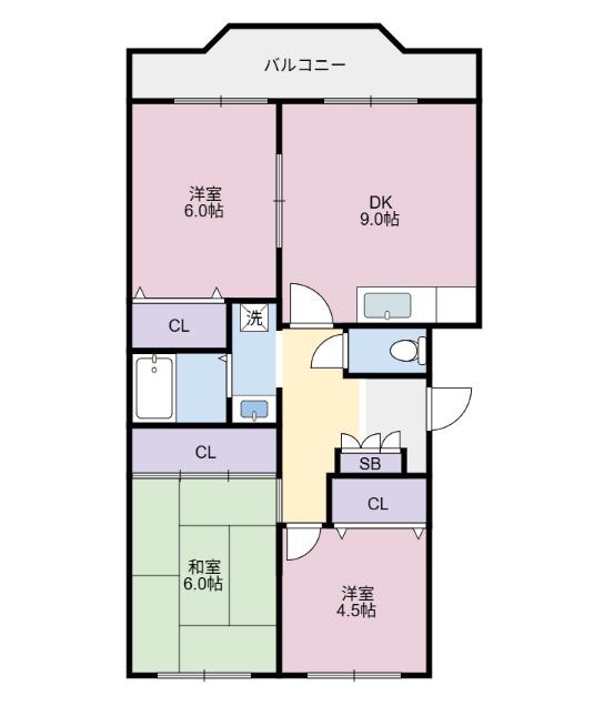 はいつどりーむ(3DK/2階)の間取り写真