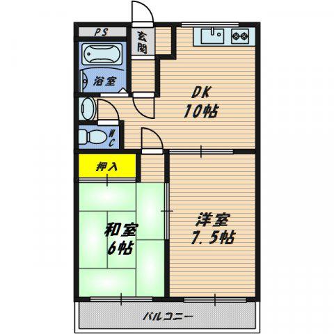 すみれハイツ(2LDK/1階)の間取り写真