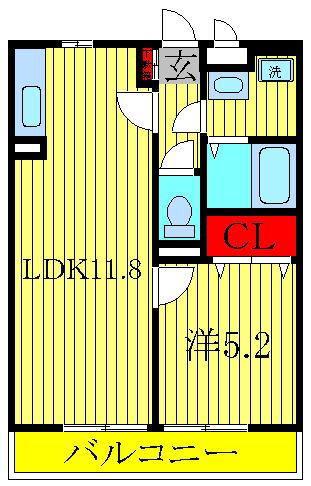 ロジュマンマエバラC(1LDK/1階)の間取り写真