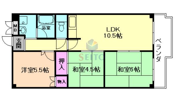 レクシア北条(3LDK/2階)の間取り写真