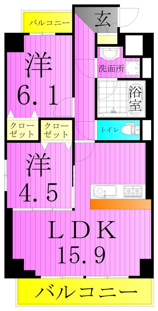 LIER &224 LAVENIR(2LDK/7階)の間取り写真