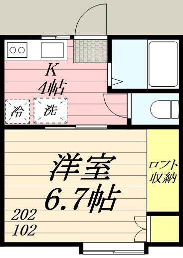 第9レジデンス(1K/1階)の間取り写真