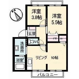 ブライトンハイツ(2LDK/1階)の間取り写真