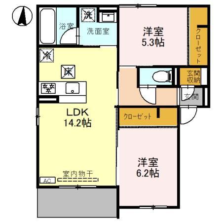 TSコート中通(2LDK/2階)の間取り写真