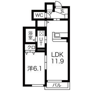 ヴィラージュ新田I(1LDK/1階)の間取り写真