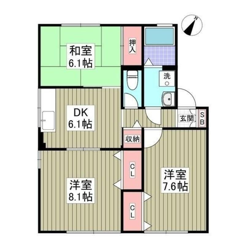 パストラル(3DK/1階)の間取り写真