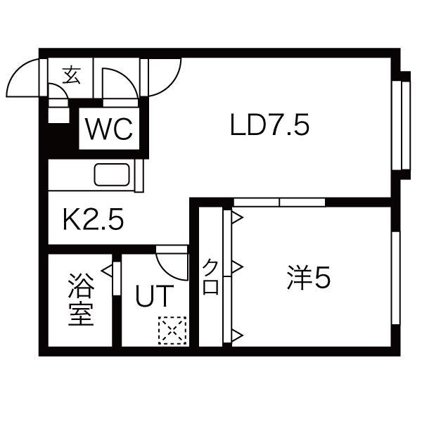 サンテラス手稲本町(1LDK/3階)の間取り写真