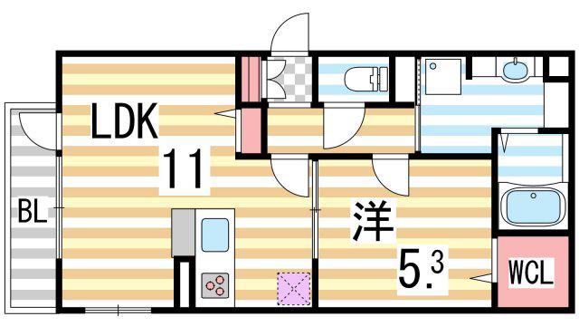 グラジオラス(1LDK/3階)の間取り写真