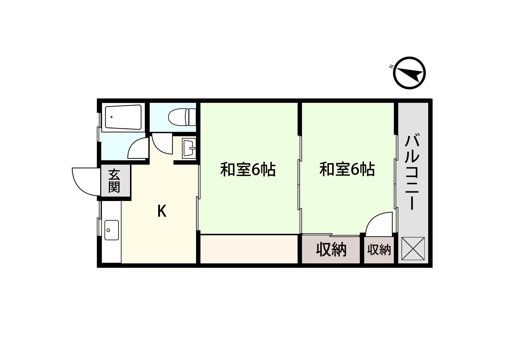 ラ・ネージュ富山II(2K/2階)の間取り写真