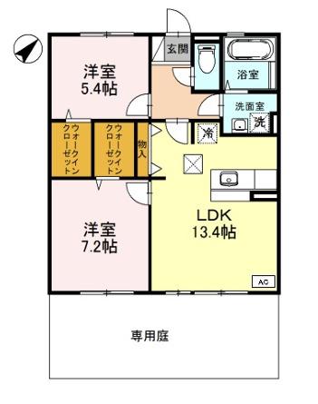 ダンディライオン(2LDK/1階)の間取り写真