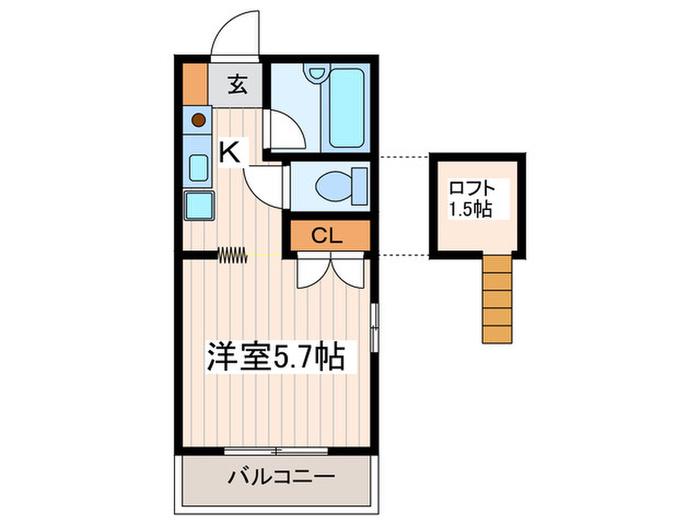 カーサ沙羅樹(1K/1階)の間取り写真