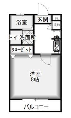 Kハイツ(1K/1階)の間取り写真
