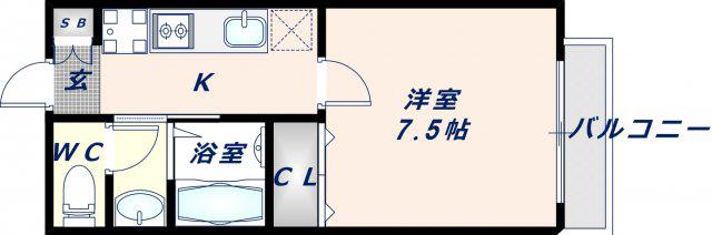 エムフラット衣摺I(1K/1階)の間取り写真