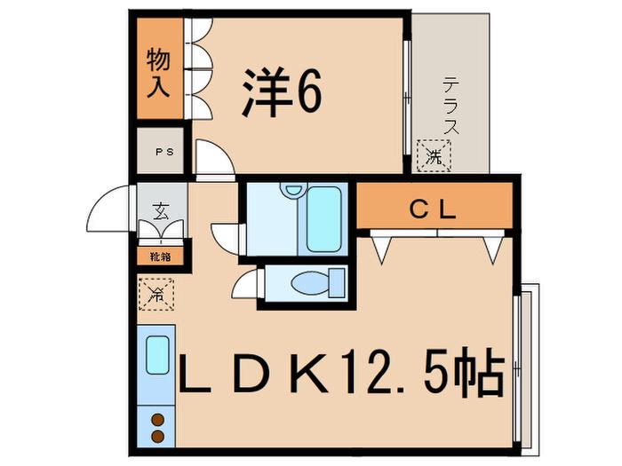 エトワール音羽(1LDK/1階)の間取り写真