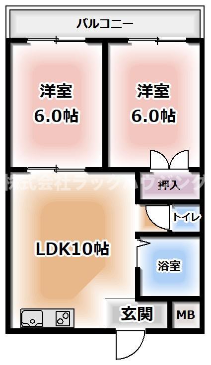 シリウス四条畷(2DK/3階)の間取り写真
