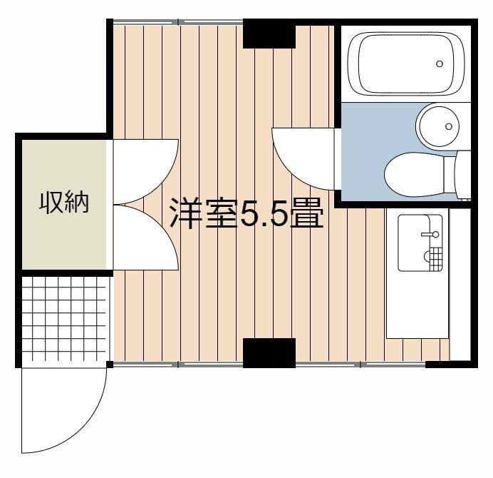 キャッスル永野(ワンルーム/4階)の間取り写真