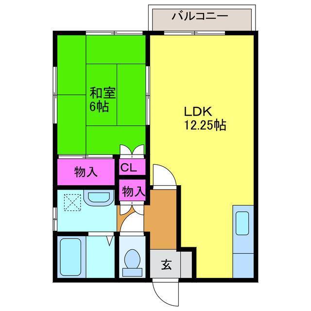 メゾンド・はなぶさII(1LDK/1階)の間取り写真