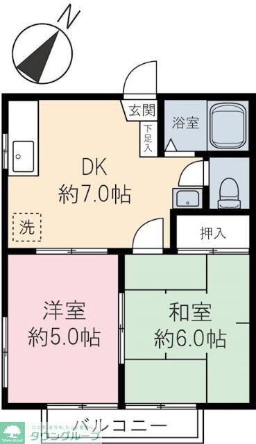 エステート(2DK/2階)の間取り写真