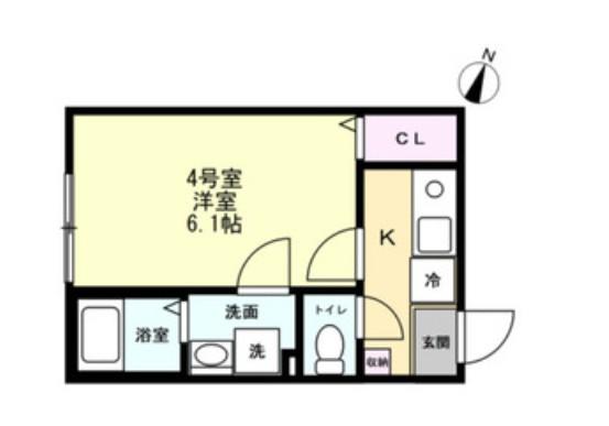 ブリーゼ平町(1K/1階)の間取り写真