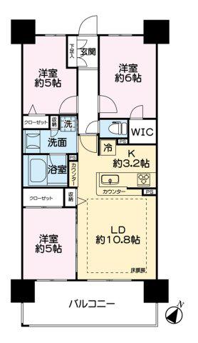 レーベン長岡寺島町VERTALIER(3LDK/10階)の間取り写真