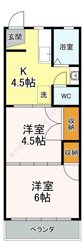 吉原ビル(1DK/3階)の間取り写真