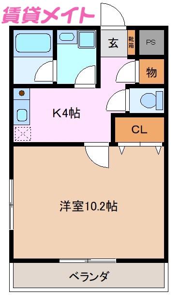 メゾンセントレアⅠ(1K/1階)の間取り写真