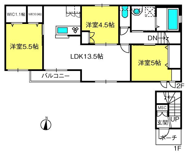 ESPOIR(3LDK/2階)の間取り写真