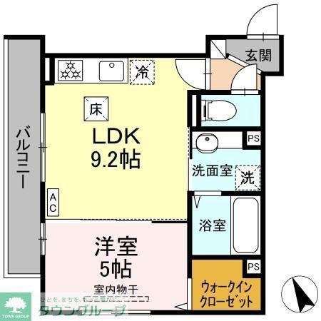 フィールドコート緑が丘(1LDK/1階)の間取り写真