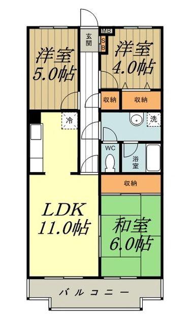 ベルヴィル小金井(3LDK/1階)の間取り写真