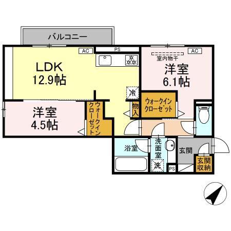 プリムラコウチ(2LDK/2階)の間取り写真