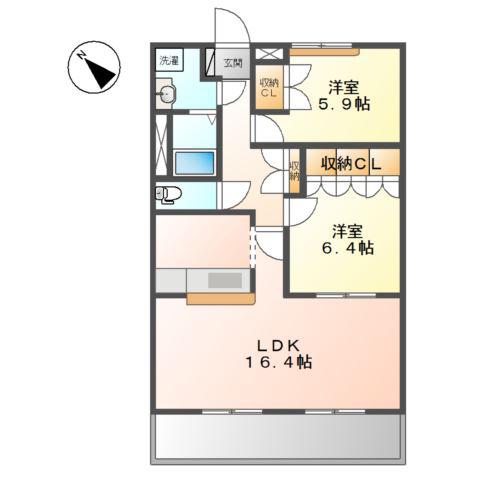 サンフラッシュ(2LDK/2階)の間取り写真