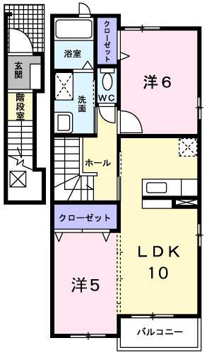 エアリー枝川(2LDK/2階)の間取り写真