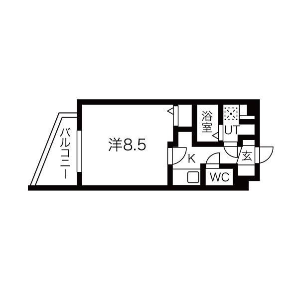 ルネサンスコート祐天寺(1K/2階)の間取り写真