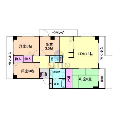 ハイツヒルトップス(4LDK/1階)の間取り写真
