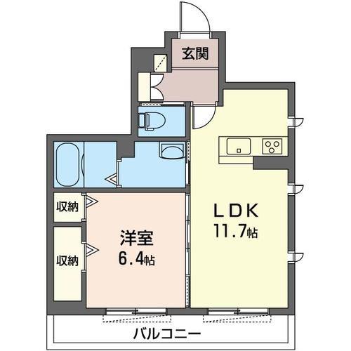  K-プレイスI(1LDK/1階)の間取り写真