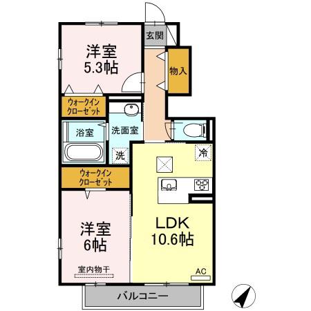 ガーデン高取(2LDK/1階)の間取り写真