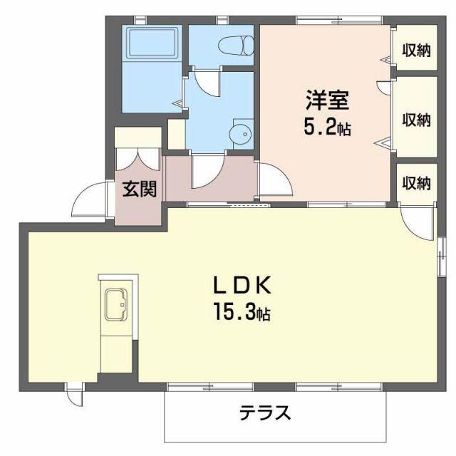 フレグランスエスパB(1LDK/1階)の間取り写真