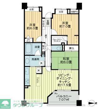 ライオンズマンション武蔵新城緑園の街壱番館(3LDK/3階)の間取り写真