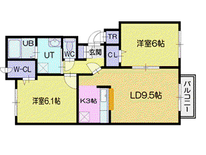 ブリューテ(2LDK/2階)の間取り写真
