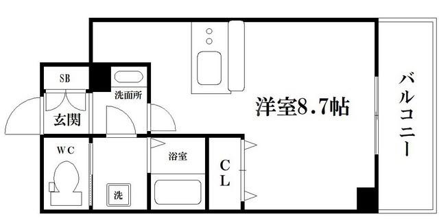 ミラージュパレス難波東レジデンス(ワンルーム/2階)の間取り写真