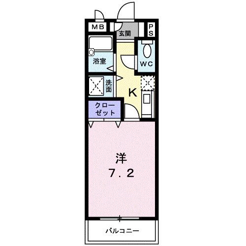 コスモハイツ(1K/2階)の間取り写真